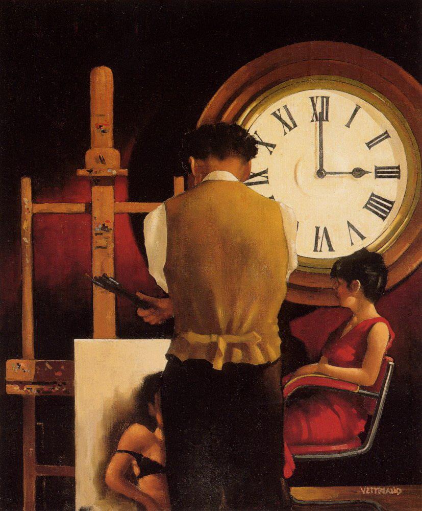 Uhr Zeitgenössischer Jack Vettriano Ölgemälde